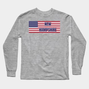 New Hampshire State in American Flag Long Sleeve T-Shirt